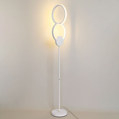 Modern Simplicity Acrylic Dual Ring Interlocking Iron Base LED Standing Floor Lamp