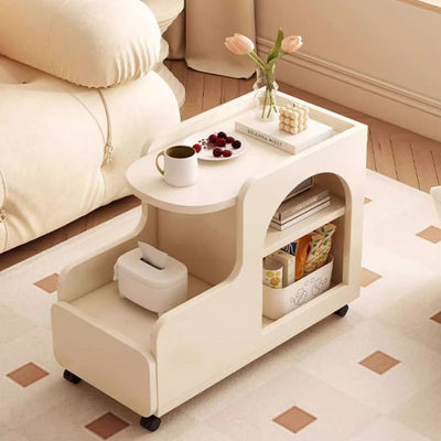 Mesa Auxiliar de Madera con Panel de Densidad Rectangular Desmontable Minimalista Moderna de 2 Niveles para Sala de Estar 