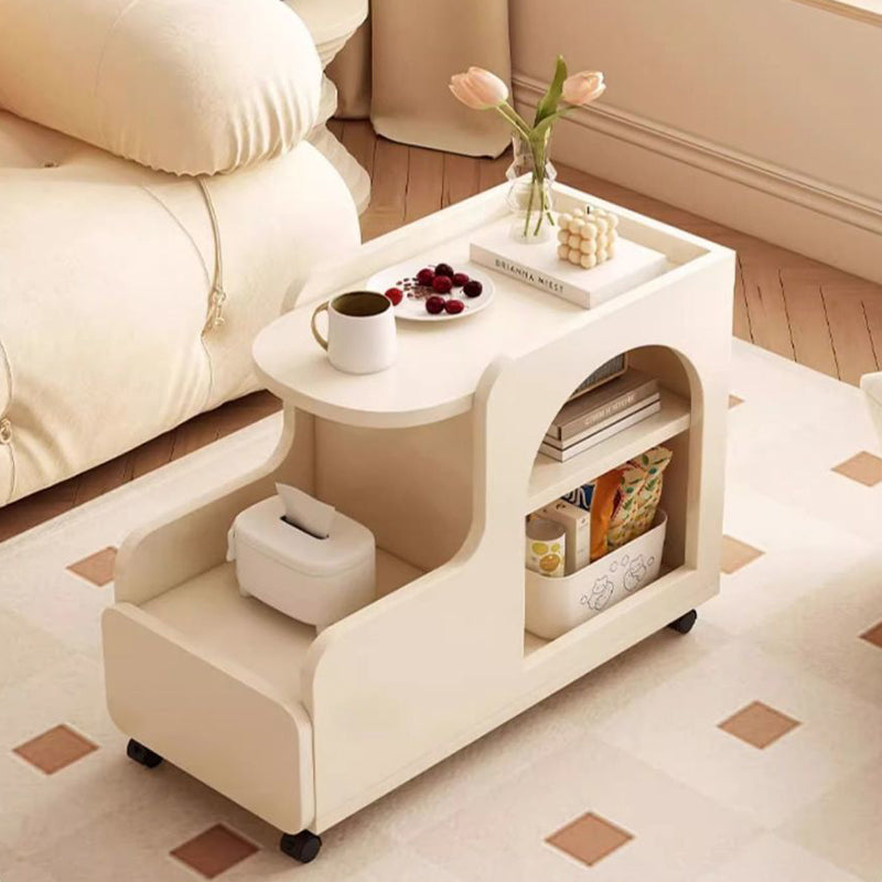 Mesa Auxiliar de Madera con Panel de Densidad Rectangular Desmontable Minimalista Moderna de 2 Niveles para Sala de Estar 