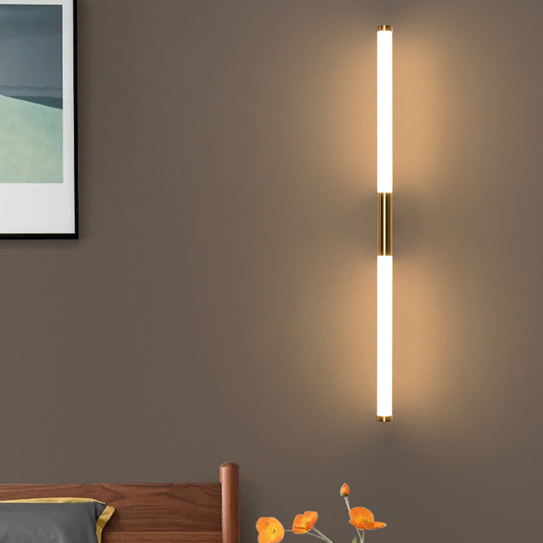 Moderne minimalistische lange Zylinder Rechteck Basis Eisen PC LED Wandleuchte Lampe für Schlafzimmer 