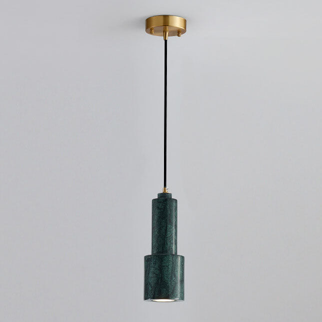 Nordic Light Luxury Brass Marble Cylinder 1-Light Pendant Light