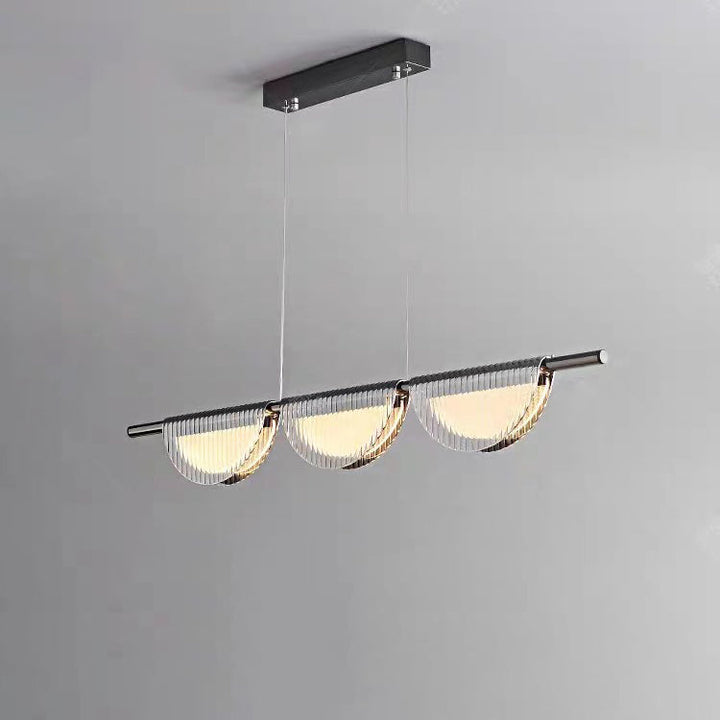 Lustre LED à îlot avec abat-jour semi-circulaire en verre acrylique de simplicité contemporaine pour salon 