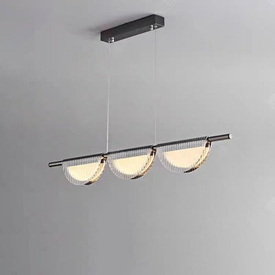 Contemporary Simplicity Glass Acrylic Semi-Circular Shade LED Island Light Chandelier For Living Room