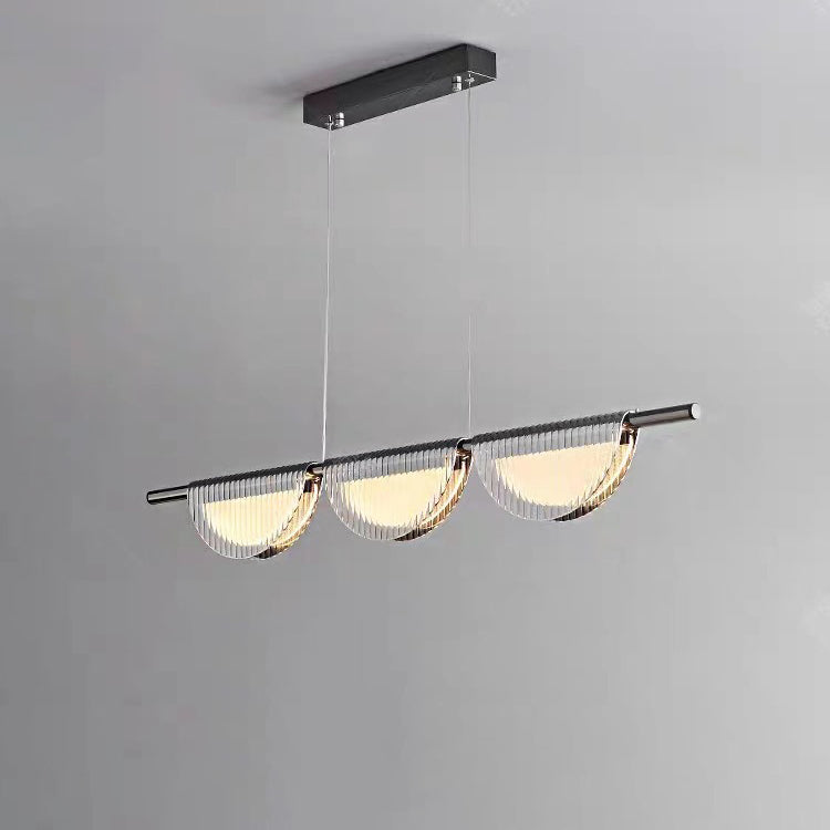 Contemporary Simplicity Glass Acrylic Semi-Circular Shade LED Island Light Chandelier For Living Room
