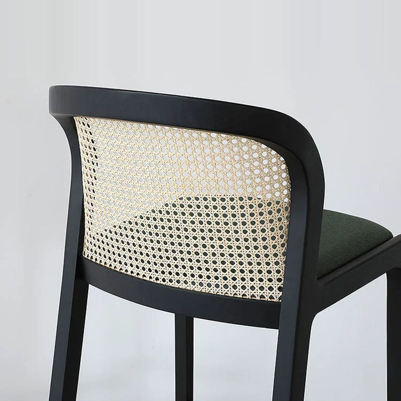 Tabouret de bar en bois avec tissu traditionnel français, dossier et repose-pieds pour salle à manger 