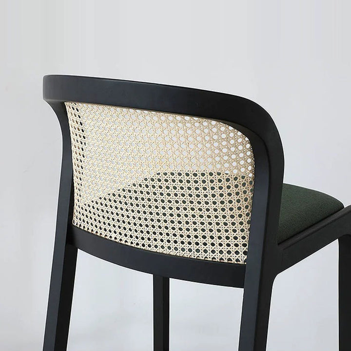 Tabouret de bar en bois avec tissu traditionnel français, dossier et repose-pieds pour salle à manger 