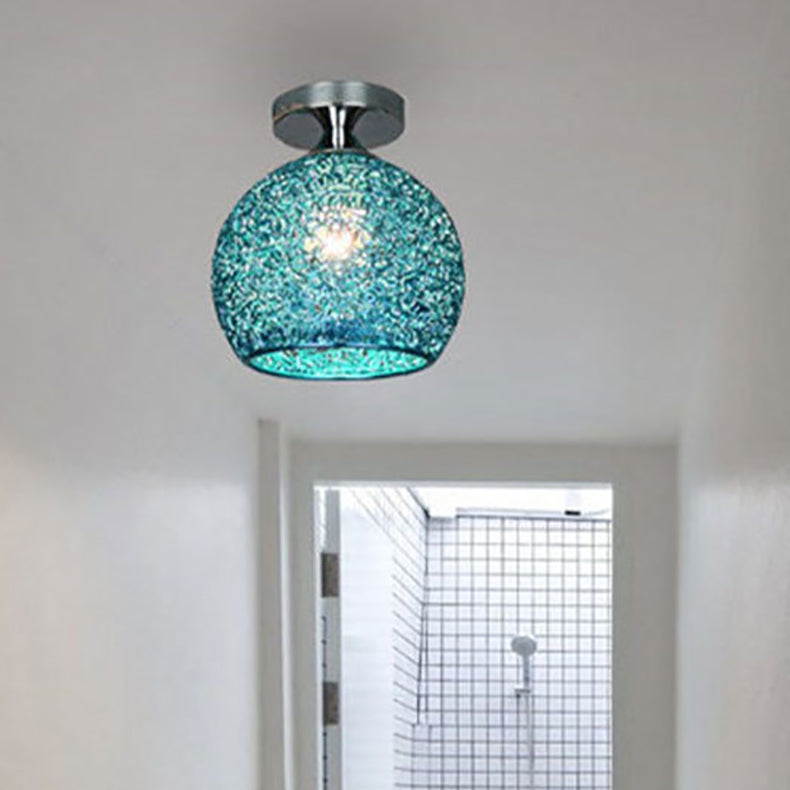 Lámpara de techo semiempotrada de 1 luz con bola de tejido de hierro y aluminio escandinavo contemporáneo para pasillo 