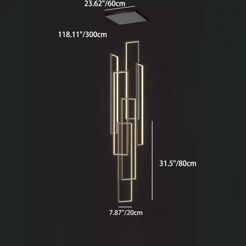 Plafonnier LED moderne minimaliste en fer, aluminium et silice rectangulaire pour escalier 