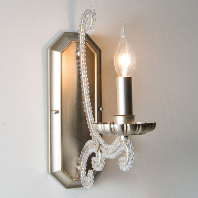Traditional Rustic Iron Candelabra Crystal Decor 1/2-Light Wall Sconce Lamp For Living Room