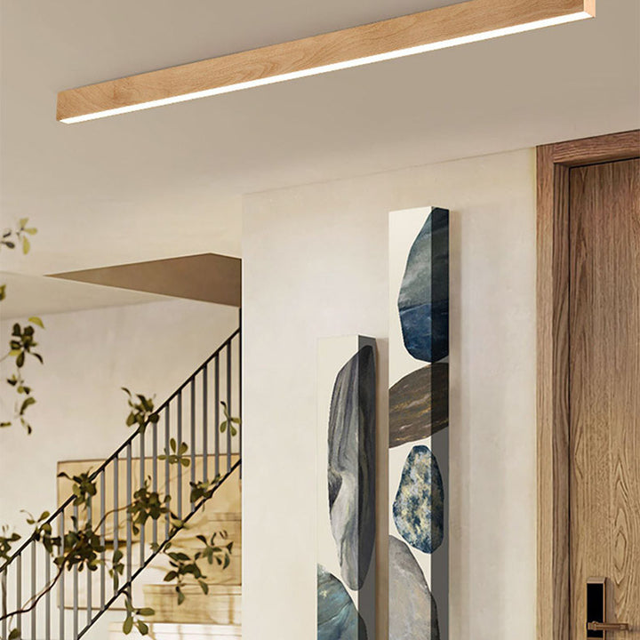 Moderne minimalistische Holzmaserung Aluminiumstreifen LED-Deckenleuchte 