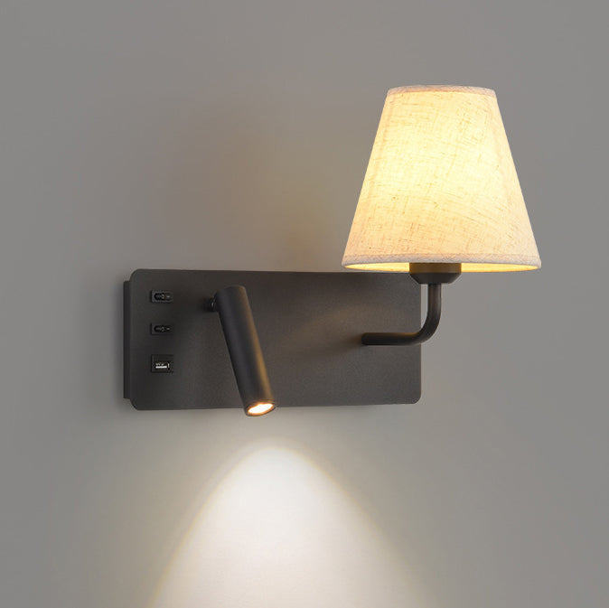Moderne Einfachheit Eisen Aluminium Stoff Kegel 1-Licht Wandleuchte Lampe für Schlafzimmer 
