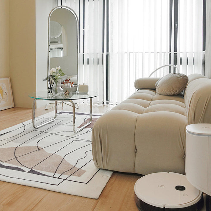 Modern Minimalist Round Glass Stainless Steel Base Coffee Table For Living Room