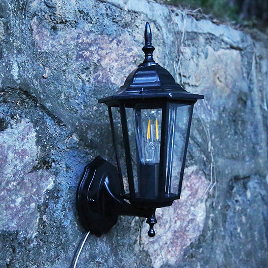 Zeitgenössische industrielle sechseckige Aluminiumrahmen Milchglas 1-Licht Außenwandleuchte Lampe für Garten 