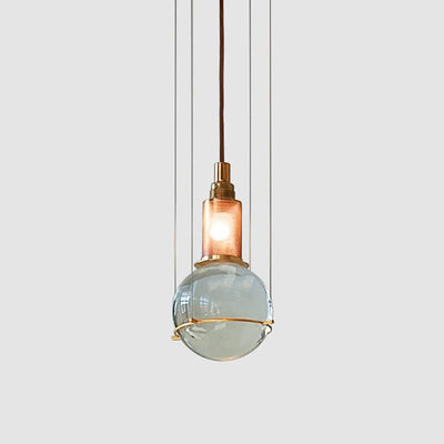 Modern Minimalist Round Ball Cylinder Iron Glass 1-Light Pendant Light For Living Room