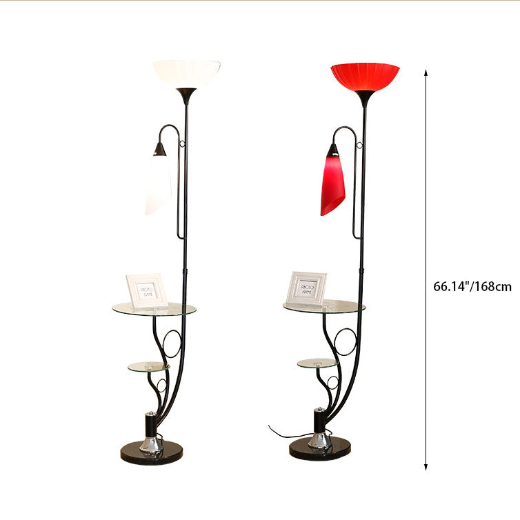 Modern Minimalist Flower Glass Table Iron Acrylic 2-Light Standing Floor Lamp