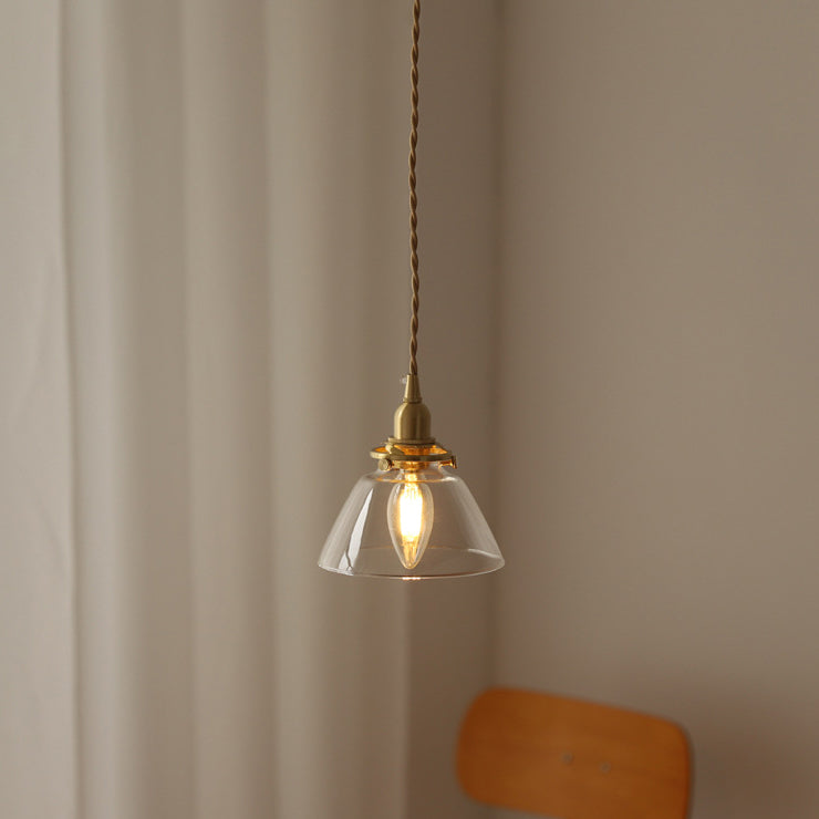 Dôme japonais traditionnel en fer cuivre et verre à 1 lumière pour salon 