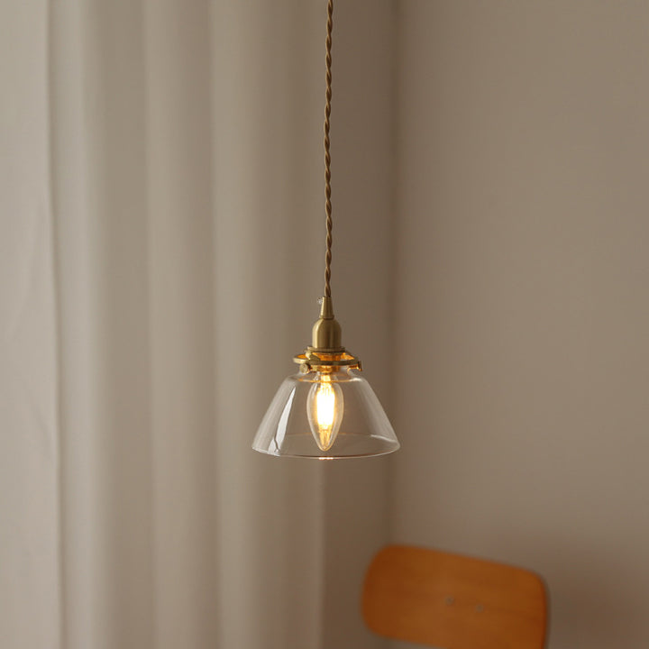 Dôme japonais traditionnel en fer cuivre et verre à 1 lumière pour salon 
