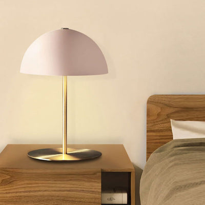 Nordic Simple Pink Dome Copper Base 1-Light Table Lamp