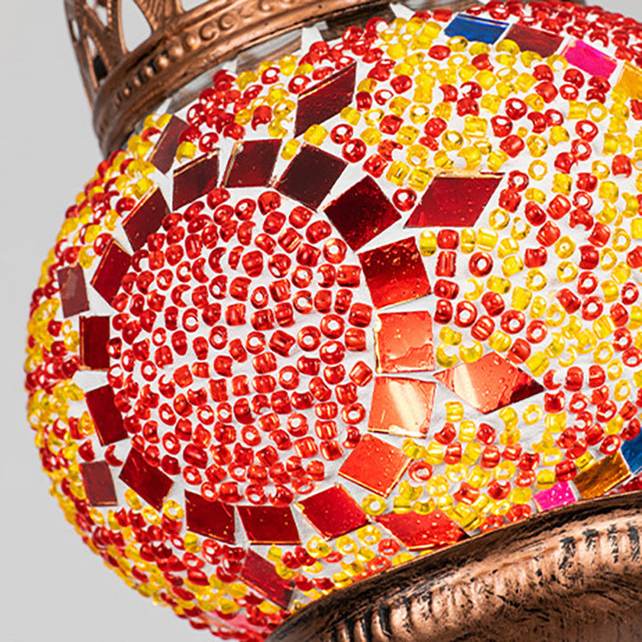Lampe suspendue à 1 lumière avec abat-jour en verre teinté et cadre en fer bohème contemporain pour salon 