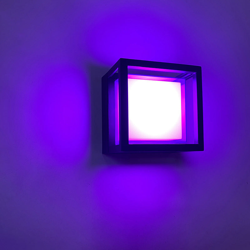 Applique murale moderne minimaliste étanche en aluminium carré acrylique LED pour jardin 
