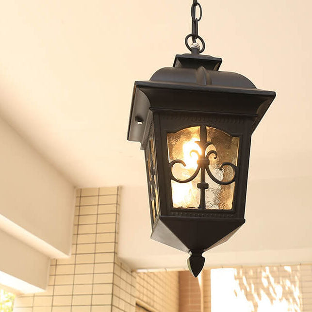 Outdoor Europäische Pfeilblume Laterne Aluminium Glas 1-Licht Wasserdichte Pendelleuchte 