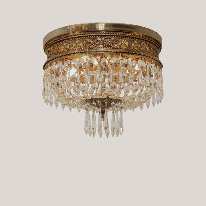 Plafonnier traditionnel rond en cuivre avec cristal 4/6 lumières pour chambre à coucher 