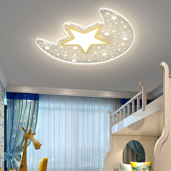 Luz de techo empotrada LED de aluminio acrílico estrella luna creativa contemporánea para dormitorio 