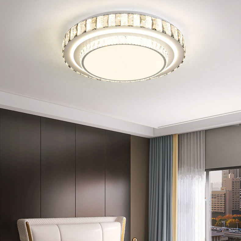 Luz de techo LED de montaje empotrado redonda minimalista moderna de acrílico y cristal de hierro para dormitorio 