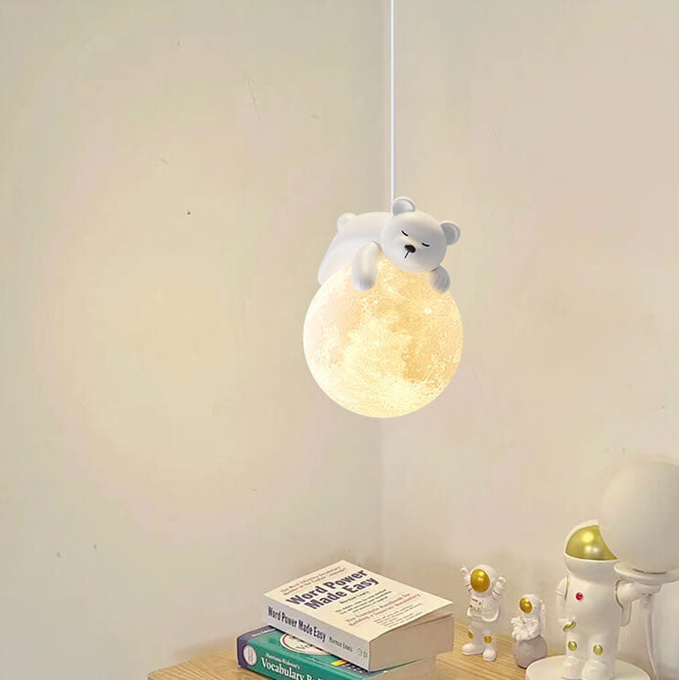 Moderne einfache Harz Bär Kaninchen dekorative Eisen 1-Licht Pendelleuchte 