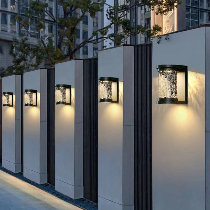 Moderne minimalistische Solar Zylinder Edelstahl Glas LED Außenwandleuchte für Garten 