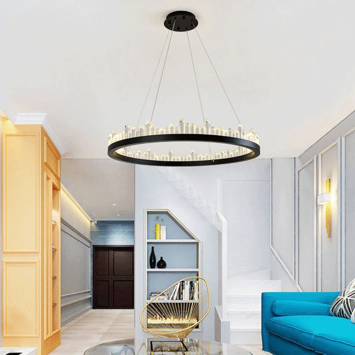 Moderne minimalistische runde Kristall-Hardware-LED-Pendelleuchte für Schlafzimmer 
