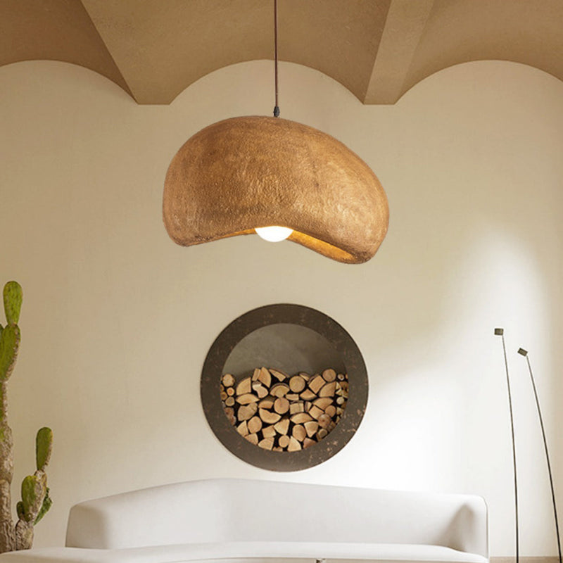Traditionelle japanische Pendelleuchte mit 1 Licht, Kunststein, kreisförmiger Bogen, Harzschirm für Wohnzimmer 