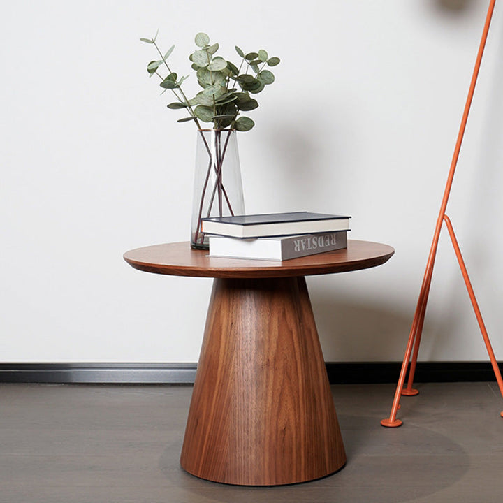Moderner minimalistischer runder Couchtisch aus Massivholz und Sperrholz für das Wohnzimmer 