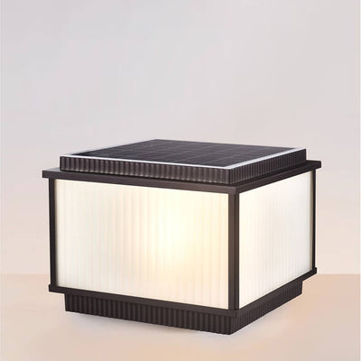 Moderno Minimalista Solar Rectangular de Aluminio Vidrio 1-Luz Poste Cabeza Luz Para Patio Exterior 