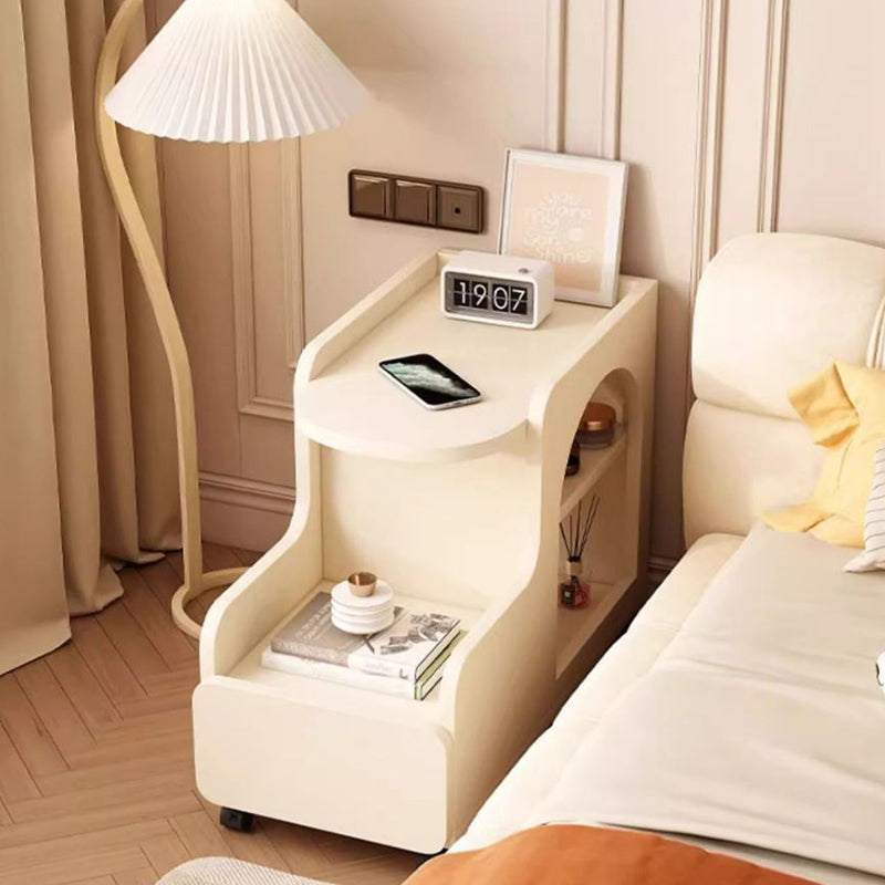 Mesa Auxiliar de Madera con Panel de Densidad Rectangular Desmontable Minimalista Moderna de 2 Niveles para Sala de Estar 