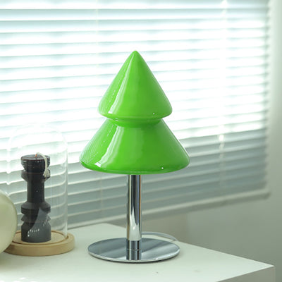 Modern Art Deco Iron Glass Christmas Tree LED Table Lamp For Bedroom