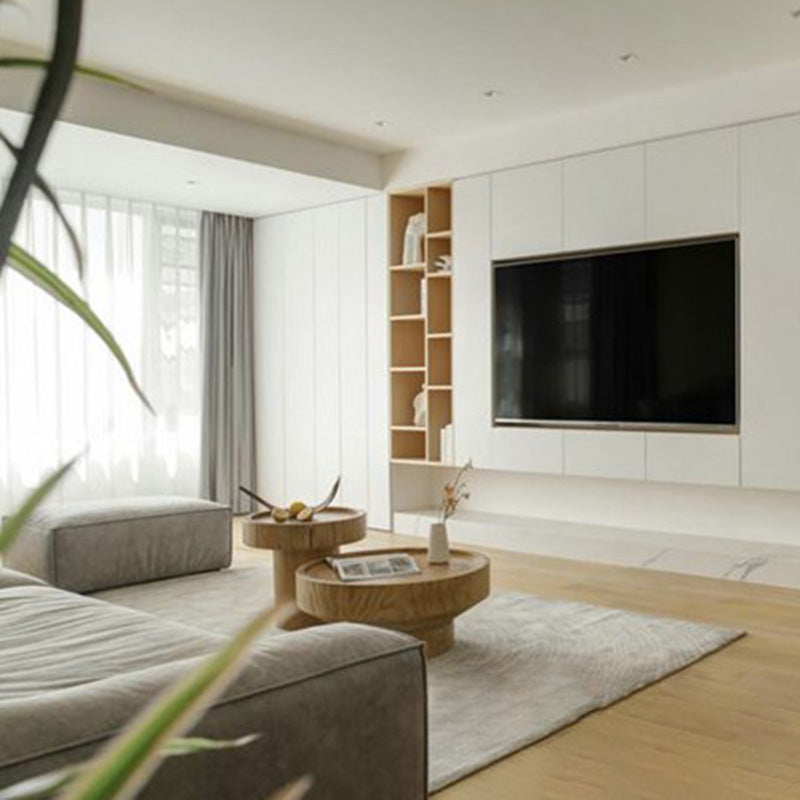 Traditioneller runder Couchtisch aus Kiefernholz im japanischen Stil mit 1 Ablage für das Wohnzimmer 