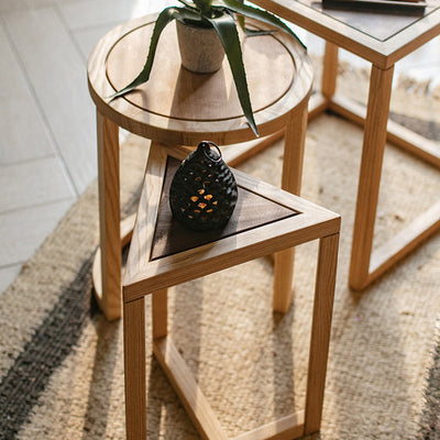 Moderne Einfachheit Runder Dreieckiger Quadratischer Holz-Beistelltisch für das Wohnzimmer 