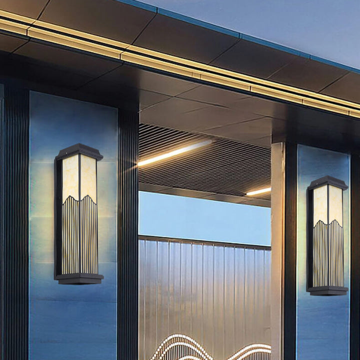 Lámpara de Aplique de Pared Impermeable para Exteriores de LED de Columna Rectangular de Aluminio Retro Chino 