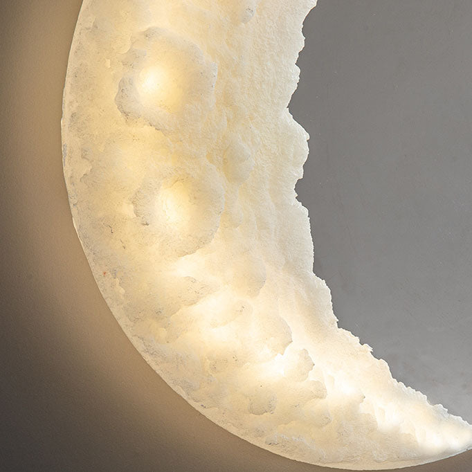 Zeitgenössische kreative Mond Carving Harz LED Wandleuchte Lampe für Wohnzimmer 