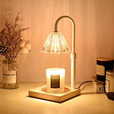 Lámpara de Mesa de Cera Derretida de 1 Luz de Vidrio de Hierro de Madera Redonda Minimalista Moderna para Dormitorio 