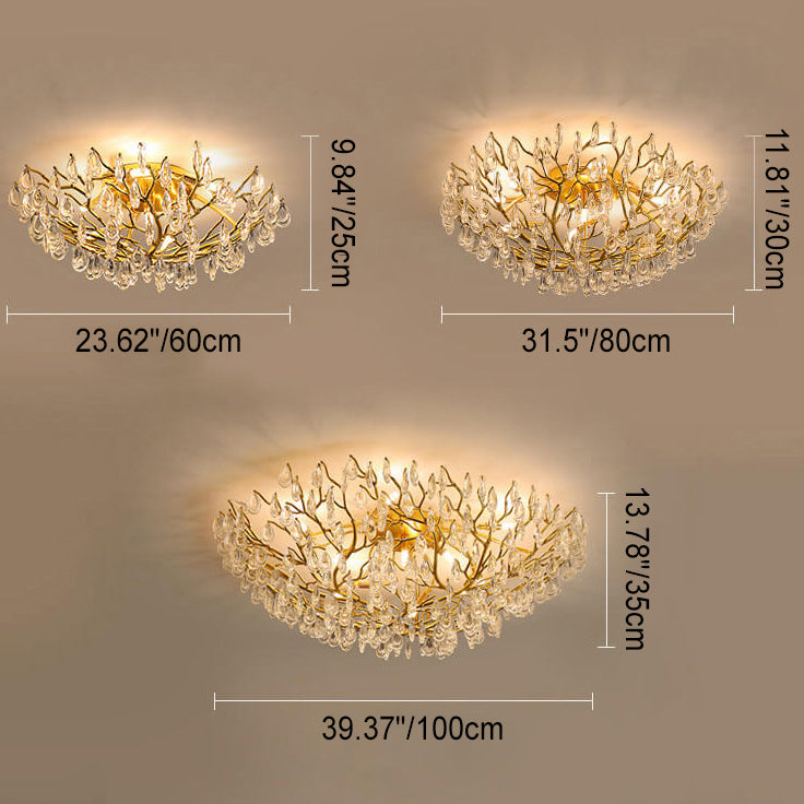 Europäisches Leichtluxus Gold Glamour Kristall 10/12-Licht Deckenleuchte 