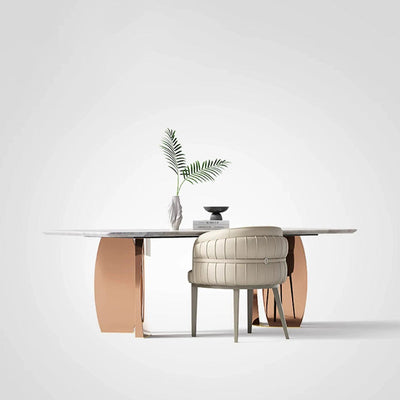 Zeitgenössischer Luxus gebogener PU-Leder gepolsterter Kohlenstoffstahl Esszimmerstuhl Rückenlehne Armlehne für Esszimmer 