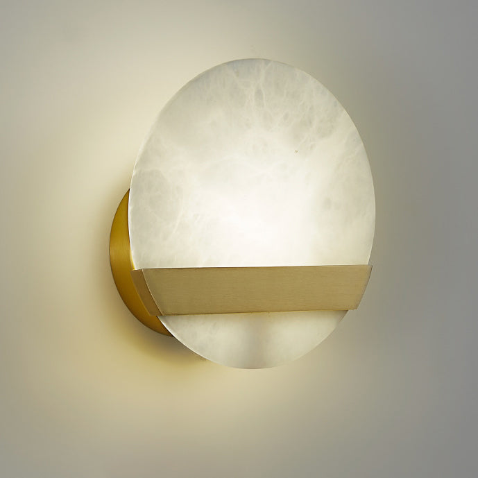 Zeitgenössische Luxus Kupfer Marmor Runde V Brief LED Wand Leuchte Lampe Für Flur 