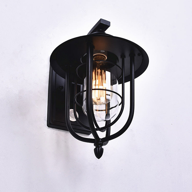 Zeitgenössische industrielle menschliche Wahrnehmung Eisen Glas 1-Licht Außenwandleuchte Lampe für Garten 