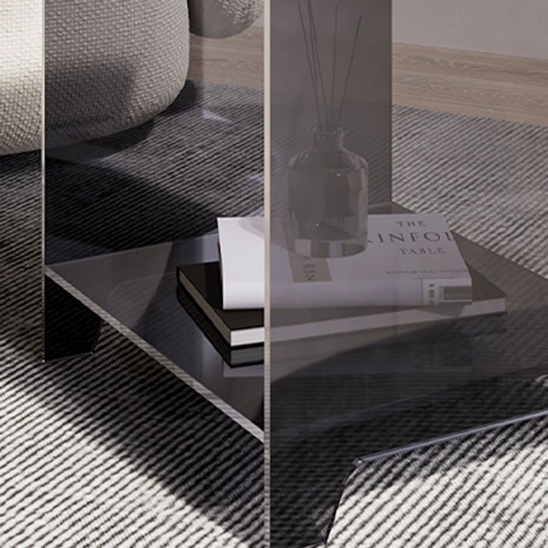 Moderner minimalistischer quadratischer Beistelltisch aus Acryl, 2-stöckig, für das Wohnzimmer 