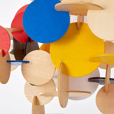 Nordic Creative Round Building Blocks Solid Wood 1-Light Pendant Light