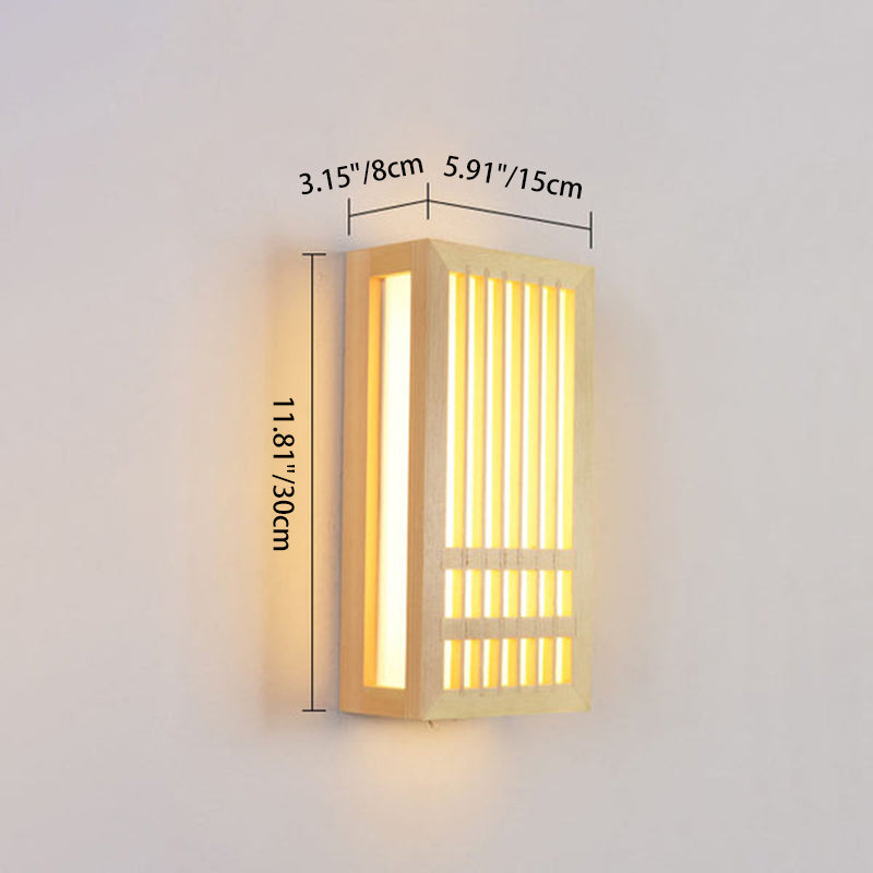 Modern Minimalist Solid Wood Acrylic Rectangular LED  Wall Sconce Lamp for Living Room