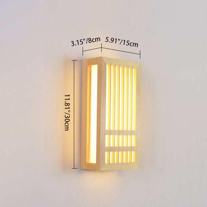 Modern Minimalist Solid Wood Acrylic Rectangular LED  Wall Sconce Lamp for Living Room