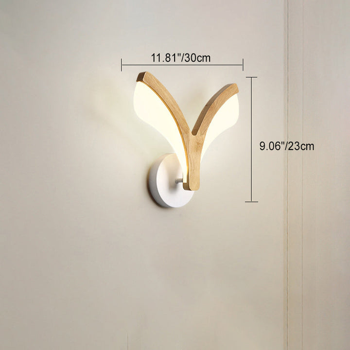 Applique murale LED en bois incurvé japonais traditionnel avec acrylique pour chambre 